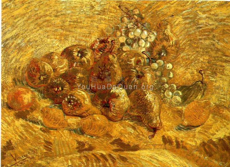 白色葡萄、苹果、梨、柠檬和桔子 - 文森特·威廉·梵高